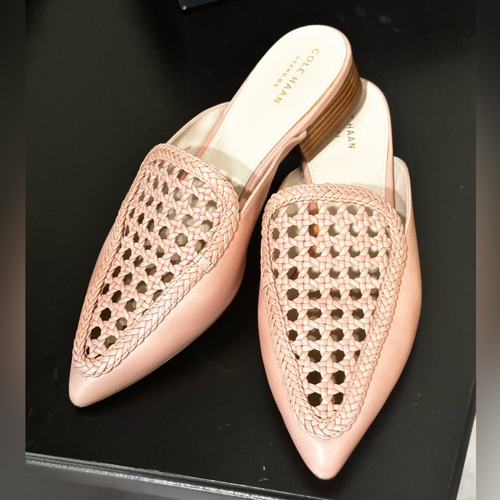 Cole haan Payson Basket-Weave Leather Mules.